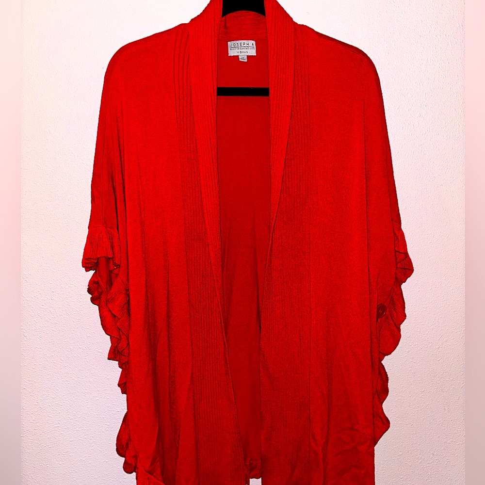 Joseph A. Red Poncho Sweater